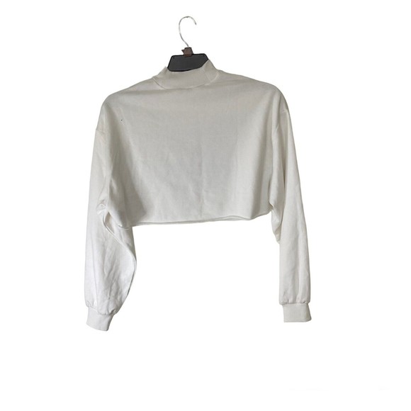 H&M Karma & Magic White Long Sleeve Crop Top Butterfly Small - Picture 2 of 7